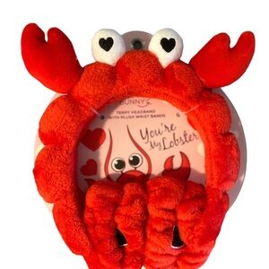 Valentine’s Plush Red Crab Headband & Wash Cuff Set NWT